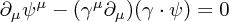 \partial_\mu \psi ^\mu - (\gamma ^\mu \partial_\mu)(\gamma \cdot \psi) = 0