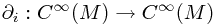 \partial_i : C^\infty(M) \to C^\infty(M)