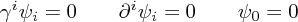 \gamma^i \psi_i = 0
\qquad
\partial^i \psi_i = 0
\qquad
\psi_0 = 0
\gamma^i \psi_i = 0
\qquad
\partial^i \psi_i = 0
\qquad
\psi_0 = 0