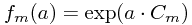 f_m(a) = \exp(a \cdot C_m)