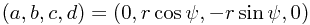 (a,b,c,d) = (0,r\cos\psi,-r\sin\psi,0)