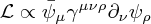 \mathcal{L} \propto \bar\psi_\mu \gamma^{\mu \nu \rho} \partial_\nu \psi_\rho