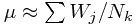\mu\approx\sum W_j/N_k