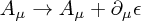 A_\mu \to A_\mu + \partial_\mu \epsilon